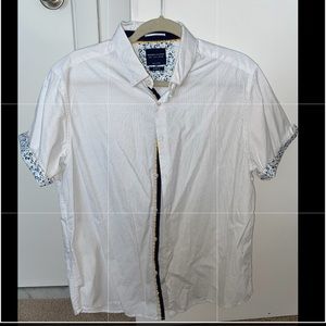 White and black polka dot men’s dress shirt